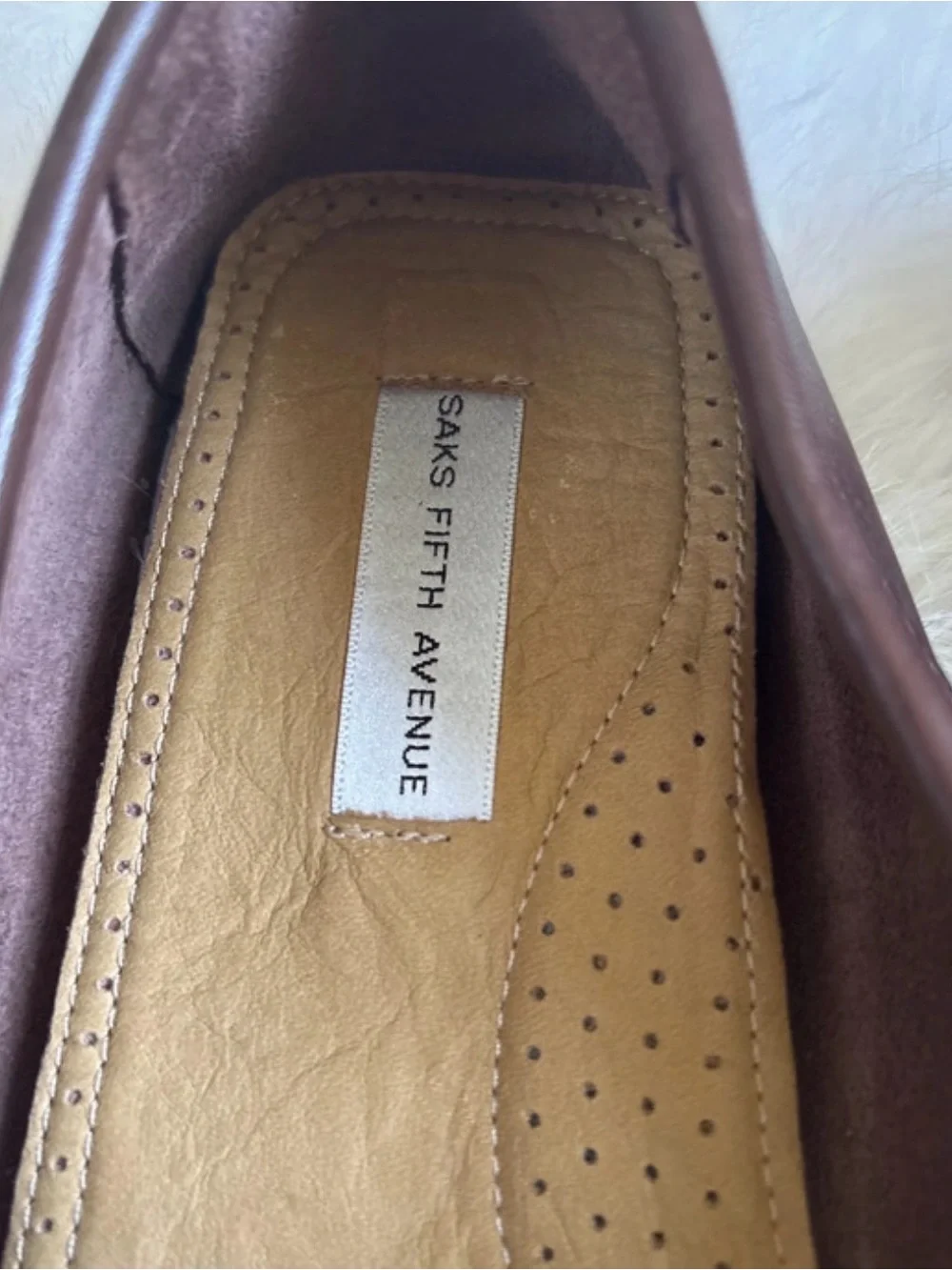 Saks Fifth Avenue Dark Brown Woven Leather Penny Loafers